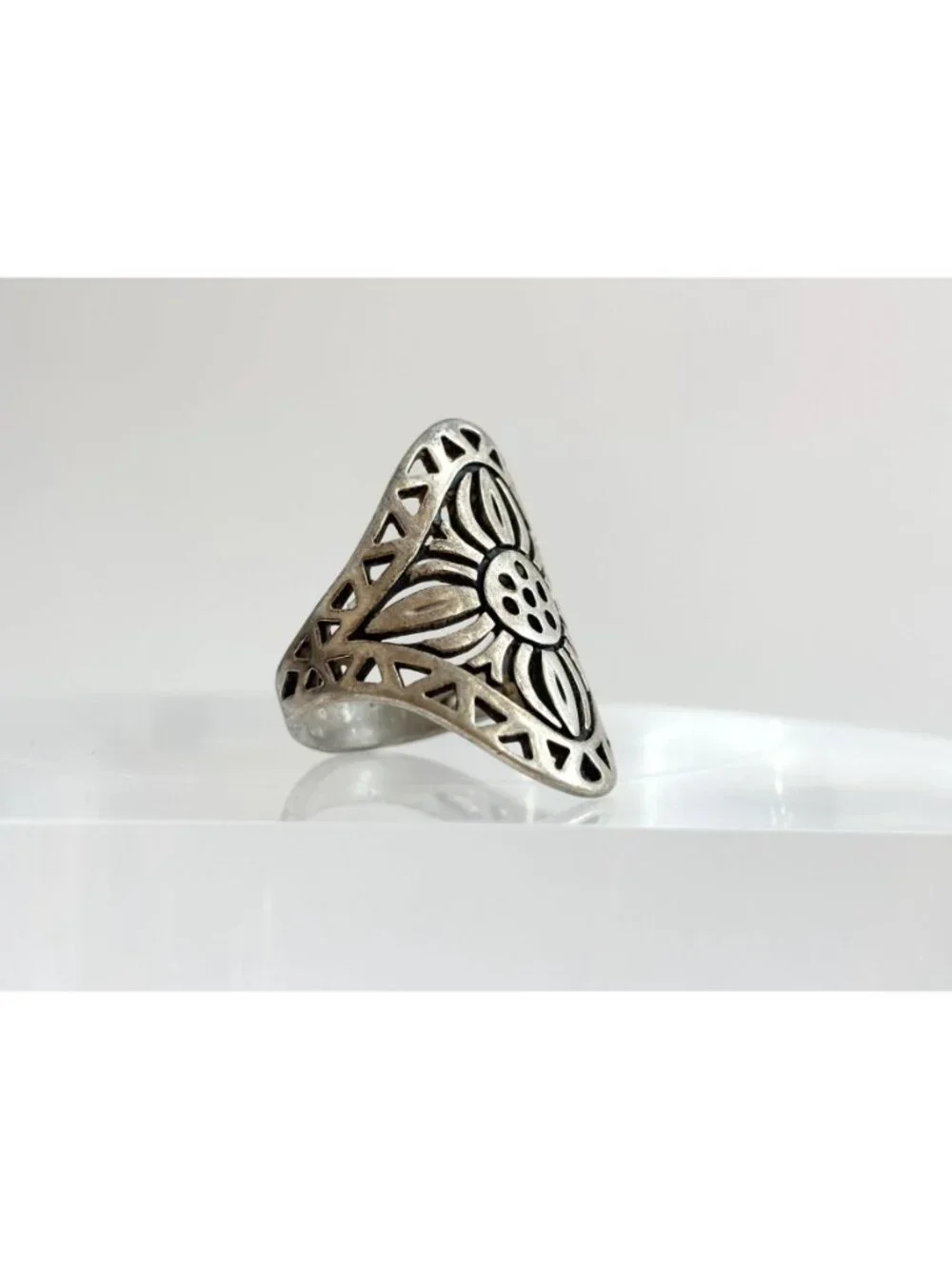RARE James Avery Flor De Sol Sunflower Sterling Silver 925 Vintage Ring - sz 8